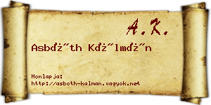 Asbóth Kálmán névjegykártya