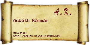 Asbóth Kálmán névjegykártya