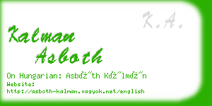 kalman asboth business card